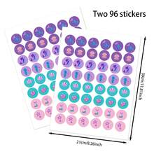 2 张 96 片美人鱼主题装饰贴纸，美人鱼主题生日派对装饰 - 彩色 - 查看 4