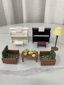 POKOJA LAND 1:12 娃娃屋场景迷你钢琴模型，迷你钢琴乐器玩具，配有椅子、乐谱、脚踏板、可开合的活动面板，ABS塑料材质，可DIY装饰，迷你玩具食物，迷你物件，非常可爱，品质优良，毕业礼物，玩具，1/12 娃娃屋配件 - 彩色 - 查看 10