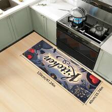 Kitchen Rug And Mat Set With My Kitchen Phrase Pattern, Non-Slip Washable, Kitchen Cushion, Smooth Soft Comfortable Easy To Clean Material, Suitable For Bedroom, Living Room, Dining Room, Kitchen, Bathroom, Entryway