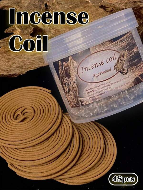 48pcs,Incense Coil, Agarwood, Natural Fragrance, Long-Lasting Fragrance, Fresh And Comfortable, Suitable For Home Use, Room Decoration, Yoga, Meditation, Relaxation, Spa, Sleep Aid, Tea Drinking, Etc.