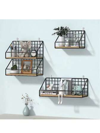 1pc Portable Wall Mount Shelf With Rod, Bathroom Organizer Rack For Cosmetics And Skincare Products
