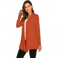 Newchoice Womens Casual Lightweight Long Sleeve Cardigan Soft Drape Open Front Fall Dusters (S-3XL) - Burnt Orange - View 4