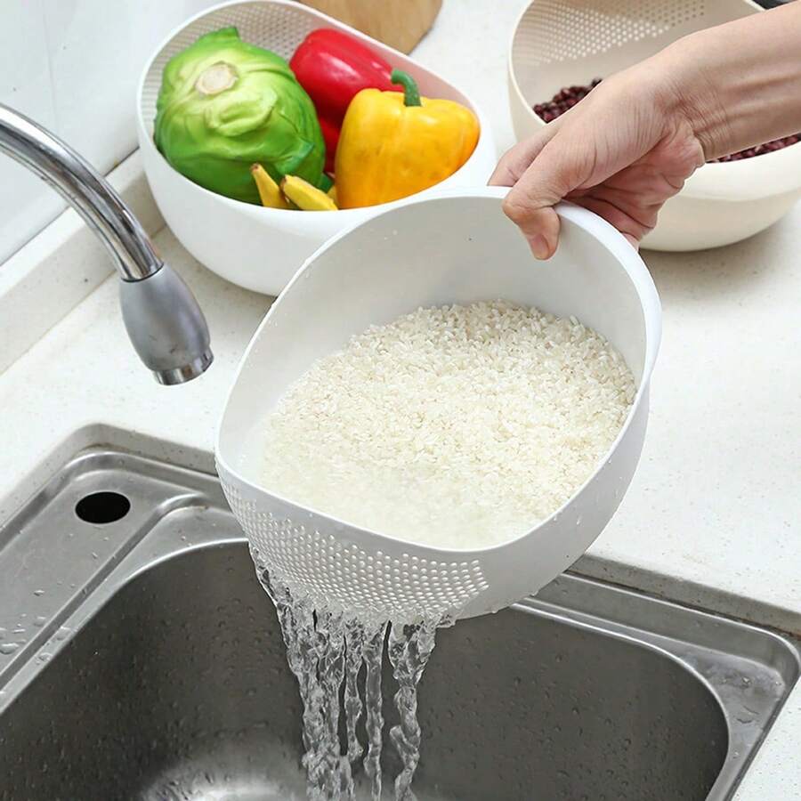 1个塑料多功能蔬果沥水篮，带沥水功能，厨房用品，厨房配件，厨房工具 - 彩色 - 查看 1