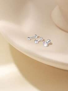Brincos de piercing labret de pedra da lua, 1 peça, prata esterlina 925, moderno, rosqueado de 2/3/4 mm, parte traseira plana, cartilagem, tragus, hélice, joia fina para uso diário, festa de casamento, noivado, aniversário, dia dos namorados