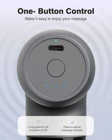 QianchuanMini Massage Gun, Percussion Muscle Massager Back Pain Relief, Compact Sports Travel Massage Gun With 6 Massage Heads 4 Speeds, Her, Home, Athletes - Silver - View 3