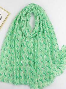 1pc Women's Lightweight Foil Geometric & Leopard Print Pattern Scarf, Summer Shawl - Multicolor - View 1