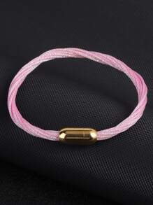1pc Luxury Gold Color Stainless Steel Magnetic Buckle Bracelet Handmade Layers Bracelet For Women Girl Multicolor Weaven Steel Chain Bracelets Sports Leisure H656