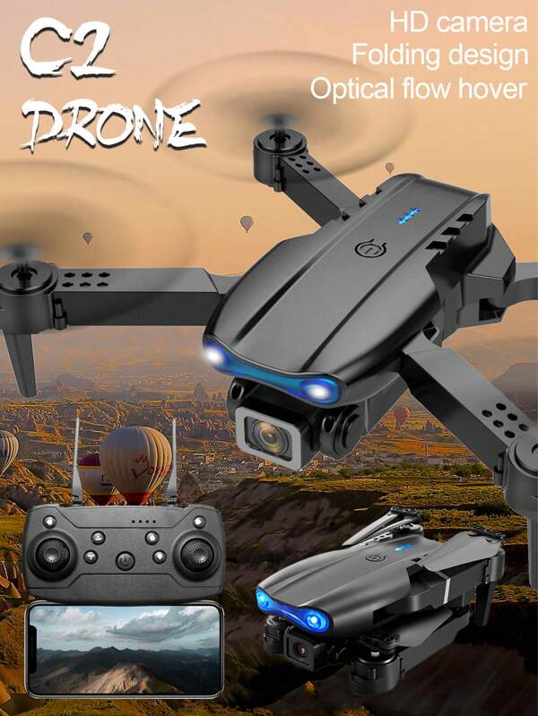 C2 Drone, Aerial Photography, Remote-Controlled Aircraft, Four Axis Aircraft, High-Definition, Dual Cameras, One Click , Gravity Sensing,Random Accessory Color