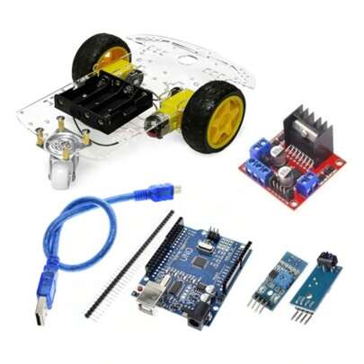 Kit de coche robot de seguimiento de dos líneas Arduino R3+L298+TCRT5000, coche inteligente de doble accionamiento.