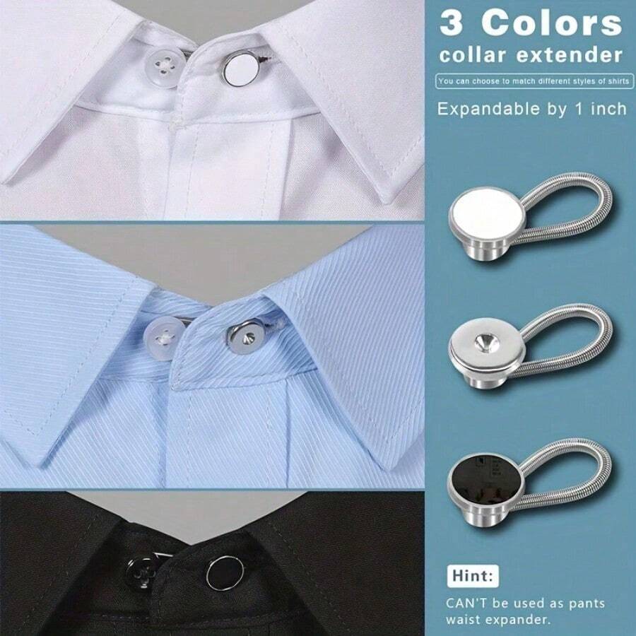 1Pcs Shirt Collar Extender Men's Dress Shirt Collar Extender Comfortable Tie Extender, Ideal For Gifts - Black - View 1
