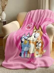 Bluey Bluey 1pc Cartoon Throw Blanket, Bluey And Mother Pattern Throw Blanket, Skin-Friendly And Soft Nap Blanket, No Shedding And Easy Care, Office Siesta Lap Blanket, Minimalist Home Textile, Perfect For Sofa, Bedroom, Living Room, Office, Travelling, Suitable For All Seasons, Excellent Holiday Gifts, Machine Washable, Digital Printing, Back To School