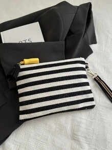 Women's Fashion Casual Versatile Striped Zipper Clutch Bag
