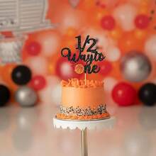 1 件 1/2 Way To One 蛋糕装饰闪光 Half Way To Go 蛋糕装饰婴儿 6 个月生日蛋糕装饰 6 个月生日派对装饰用品 - 彩色 - 查看 8