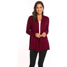 Newchoice Womens Casual Lightweight Long Sleeve Cardigan Soft Drape Open Front Fall Dusters (S-3XL) - Anggur Merah - View 1