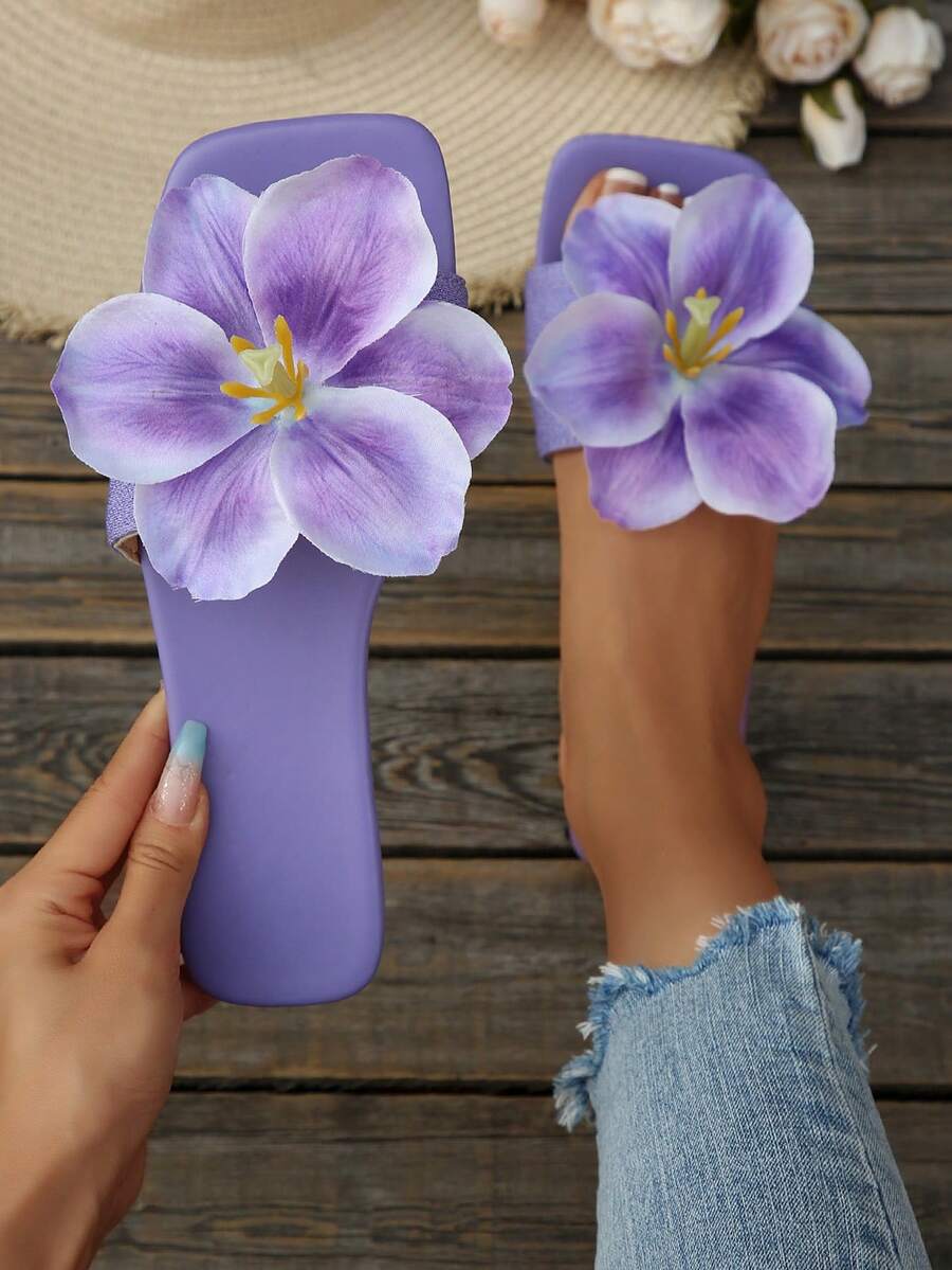 Dép xỏ ngón đế bằng họa tiết hoa thiết kế kiểu Pháp dành cho nữ, dép xăng đan thời trang mùa hè thích hợp cho các buổi hẹn hò, mua sắm, tiệc tùng, kỳ nghỉ ở bãi biển và trang phục thường ngày ở nhà