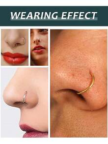 6PCS Dual-Purpose Nose Ring & Earring Set In Gold & Silver, Stainless Steel, 6/8/10mm Sizes - Everyday Versatile Fashion Jewelry Sets For Women, Perfect For Casual Wear And Any Occasion - As Shown In the Figure - View 6