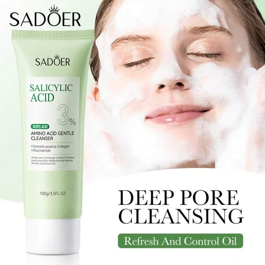 SADOER Salicylic Acid Facial Cleanser Face Wash Foam Face Cleanser Moisturizing Facial Cleansing Hydrating Skin Care Products - 1 - Xem 1