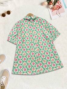 Women's Retro Floral Art Print Casual Shirt - Multicolor - View 3