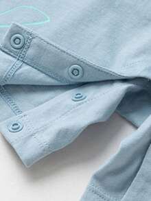 mini bala Dinosaur Print Baby Romper – Stretch Fabric & Non-Deform – Fun Playtime Outfit - Gray Blue - View 8