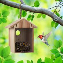 Transparent Window Bird House With Suction Cup And Lanyard – Upgraded Wooden Outdoor Bird Nest For Easy Viewing And Garden Decor - màu nâu - Xem 5