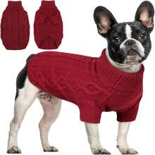 Suéter tejido para perros, ropa de mascota cálida adecuada para perros pequeños y medianos, tejido suave y grueso - Burdeos - Ver 12