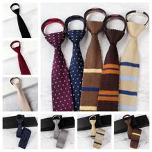 Corbata de punto a rayas con cabeza plana, ajustable, suave y sin nudos, corbata automática con cremallera como accesorio para traje de chico