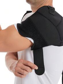 1pc Adjustable Sports Compression Shoulder Support Brace, Left Or Right Shoulder Gym Accessories - Black - View 3