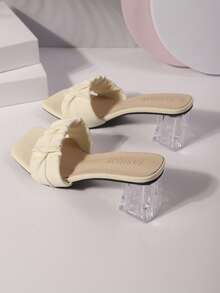 Femmes Mode Casual Sandales Confort Talon Épais Plissées, Femmes Vacances Fête Sandales Plage Confortables, Femmes Pantoufles d'intérieur Personnalisées - Beige - Voir 6