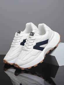 Męskie uniwersalne, codzienne, białe, sportowe trampki na co dzień, modne, masywne trampki, styl siłowni z lat 2000. Pomysły na Walentynki