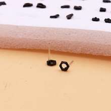 Set Isi 36 Pasang Anting Tusuk Mini Plastik Hitam Minimalis Kreatif yang Dapat Dipersonalisasi dan Hipoalergenik - Hitam - View 6