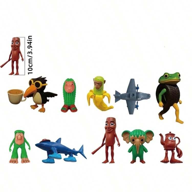 AI山贼手办，Tralala木棍人穿鞋鲨鱼毛绒公仔，山贼挂饰盲盒搞怪手办公仔，木棍人小号盲盒开箱公仔，逼真公仔 - 彩色 - 查看 4