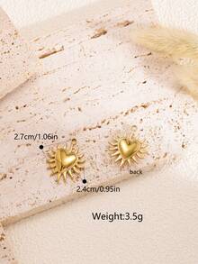 3pcs Titanium Steel Vacuum Electroplated Vintage Heart And Sun Shaped Pendant, Suitable For Handmade DIY Pendants, Earrings, Bracelets, And Jewelry Accessories - Multicolor - View 10