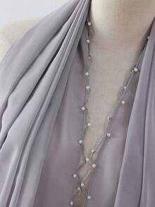 1pc-Pearls Beading Chiffon Hijab Scarf Woman Muslim Hijab Sweet Girl Hair/Headband Long Wraps Islam Turban Malaysian Headscarf - Multicolor - View 13