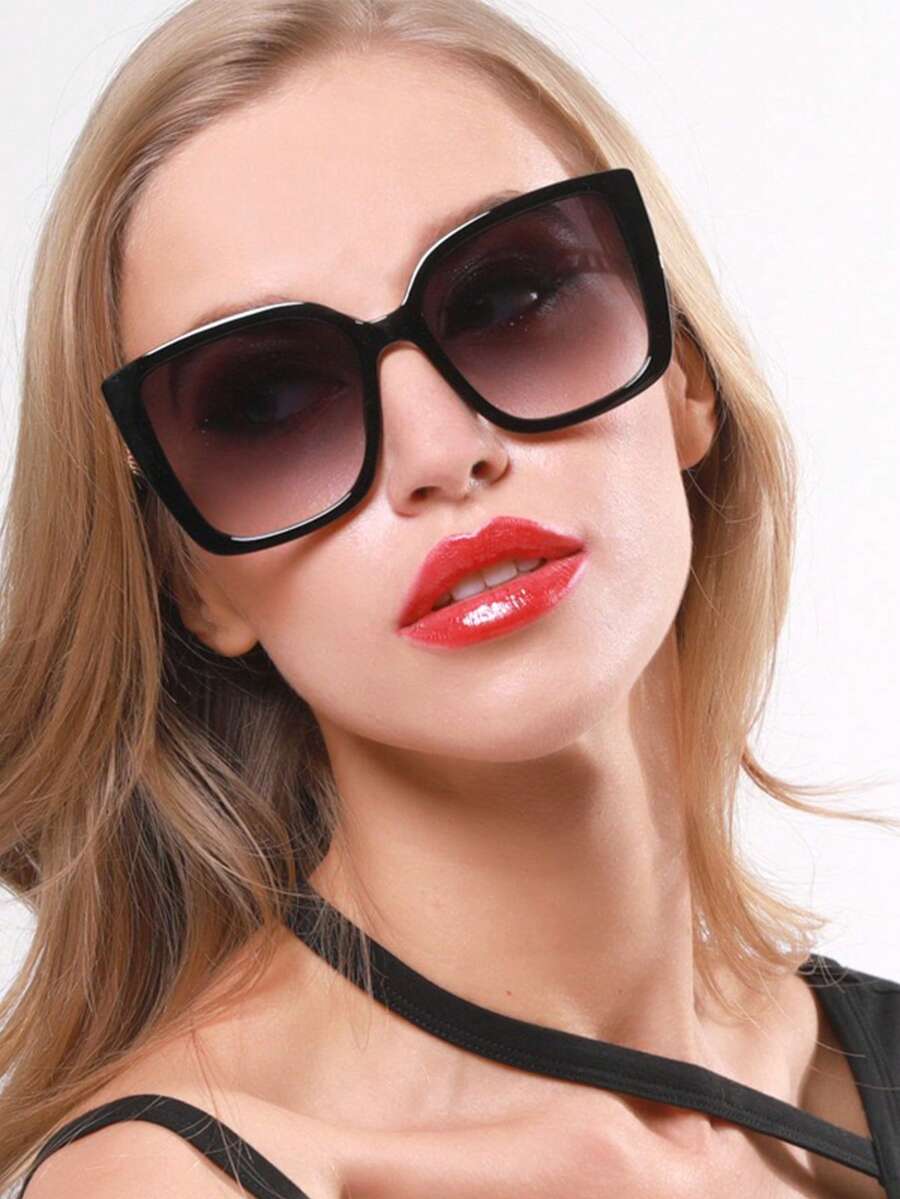 1 件女士时尚超大复古猫眼时尚眼镜，适合日常通勤、度假、驾驶、T 台佩戴 - 紫色 - 查看 1