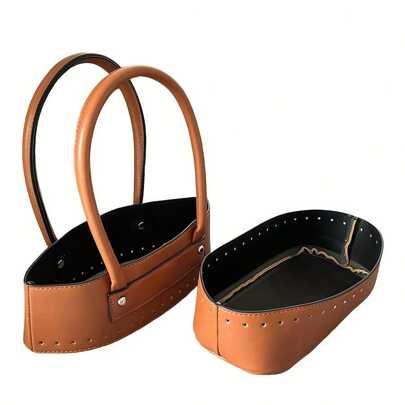 1 Stück handgefertigtes Leder DIY Handtaschenzubehör mit Griffen, genähter geflochtener Boden und Seiten