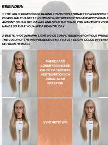 13x4铂金色蕾丝前假发，26英寸长直发合成蕾丝前假发，预先拔毛的发际线，耐热纤维发丝，柔顺直发假发，适合女性，可用于角色扮演、派对、日常佩戴。 - 金色 - 查看 11