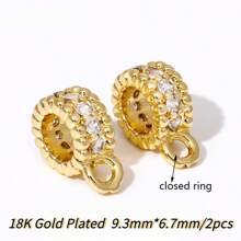 2 stuks 18K verguld messing metalen inleg zirkonia scharnierende hanger enhancer borgsluitingen DIY sieraden maken accessoires