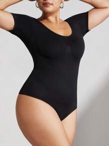 1 pieza Shapewear de talla grande para mujer, moldeador de control de abdomen, cintura entrenadora, levantador de glúteos, body sin costuras, mono de verano de manga corta