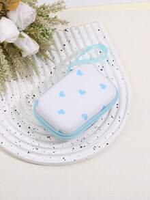 Hộp đựng bằng nhựa EVA cứng hình trái tim dễ thương in họa tiết da báo, túi đựng có khóa kéo di động dùng để đựng tai nghe, sạc, trang sức và các phụ kiện nhỏ. - Nhiều màu - Xem 8