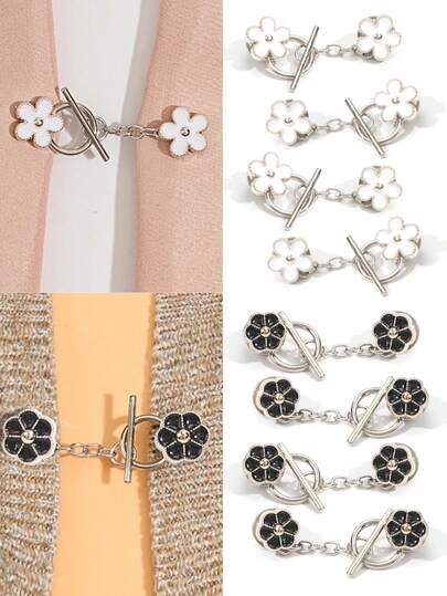 1/2/4/8/套金属OT纽扣无需缝纫衣服妈妈装纽扣外套毛衣开衫女士装饰胸针纽扣