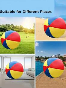 巨型充气沙滩球 - 红色、黄色、蓝色 PVC 室内外派对游戏、家庭聚会、沙滩运动和后院活动 - 无需电源，玩具 - 彩色 - 查看 12