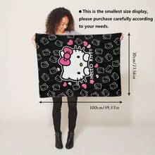 1 件 Sanrio 卡通人物（Kitty、Badtemaru、My Melody、Cinnamaroll、Pochacco、Purin）印花法兰绒盖毯，多功能家居、宿舍、露营、旅行配件，四季可重复使用的礼物