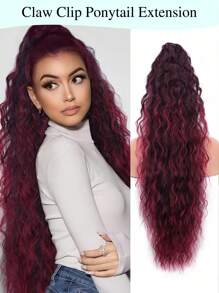 Ponytail Extension Claw 30" Long Curly Pony Tail Claw Clip In Hair Extension Fluffy Natural Looking Synthetic Hairpiece For Women