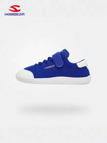 HOBIBEAR Children's Outdoor Anti-Slip Shoes, Girls Wide Toe Box Athletic Sneakers, Comfortable Soft Flat Toddler Walking Shoes, Minimalist Style Boys Blue All Season Shoes