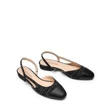 Women Slingback Ballet Flats Square Cap Toe Low Heel Party Wedding Dress Shoes - màu đen - Xem 2