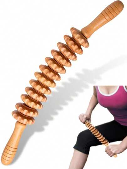 1pcsCurved Wood Therapy Massage Roller Tools,Lymphatic Drainage, Cellulite Massage & Wooden Muscle Roller Stick For Waist And Thigh, Stomach Rolling Massager Tool,School,Back To School,Travel,Travel Essentials,Home Essentials,Spa,Massage Tool,Massage,Massager,Spa