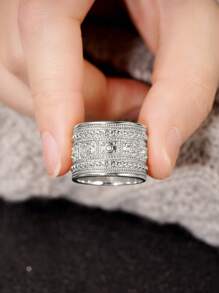 1 PC Pretty Cubic Zirconia Ring For Women For Wedding Engagement Party Jewelry Valentine's Day Gift
