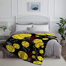 Ball Pattern Flannel Throw Blanket - Super Soft Flannel Printed 3D Blanket,  Suitable For Sports Enthusiasts,As Birthday Gifts, Family, Wedding, Souvenir Blankets, Polyester Blankets Suitable For All Seasons, Washable, Machine Washable, Lightweight, Breathable, Comfortable, Warm, Unique, 280gsm For Him, Her Personalized Ideal Gifts For Her, Him, Family, Boyfriend, Girlfriend, Father, Family, Mother, Lover, Daughter, Son, Grandfather, Grandmother, Friend, Classmate, Pet.   Perfect Nap, Camping, Travel, Home, Daily Life, Office Decoration, Birthday, Anniversary, Valentine's Day, Thanksgiving, Christmas, Halloween, Mother's Day, Father's Day, Wedding, New Year Gifts ,Sofa,Bed,Car,Bedroom,Living Room,Office,  Outdoor Camping, Beach,Wall Decoration Ships