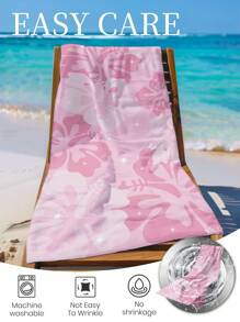 1pc Printed Beach Towel, Flower Pattern, Swim Towel, Bath Towel, Fashion Style Beach Towel, Super Absorbent Bath Towel For Bathroom, Swimming, Fitness, Yoga, Soft And Comfortable Microfiber Towel, Lightweight And Portable, Wind And Sun Protection, Sandproof For Summer Travel, Vacation Holiday Bathroom Decor, Recommend Regular Sizes And Larger Sizes, (35*75cm Small Size Face Towel,150cm Or Above Recommended)