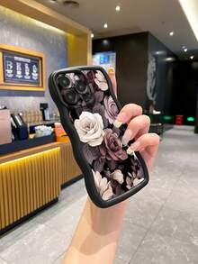 Flower 1 件玫瑰棕色防震手机壳适用于 /Galaxy/Infinix/Redmi/OPPO/VIVO/MOTO 防水防摔防刮 - 黑色 - 查看 3